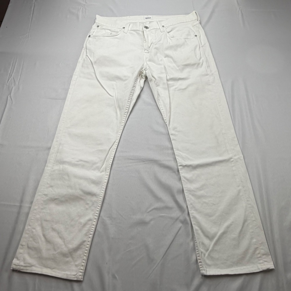 Hudson Byron Five Pocket Straight Jeans Mens 34 White Button Fly M255DLW